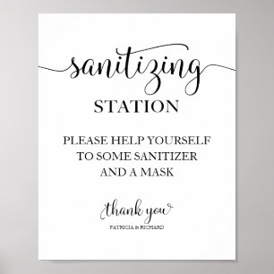 Póster Cartel de estación de saneamiento con caligrafía c