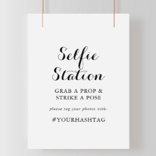 Póster Cartel de estación de selfie con caligrafía modern