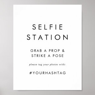 Póster Cartel de estación de selfie con tipografía chic p