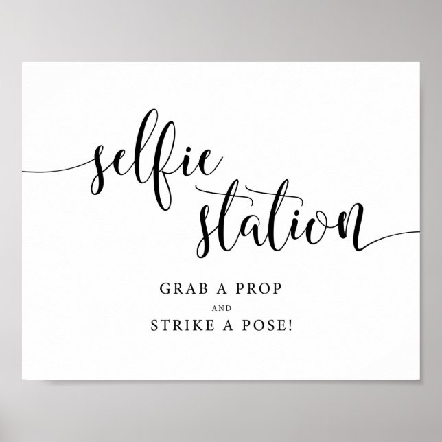 Póster Cartel de Estación de Selfie de Boda Rústica (Frente)