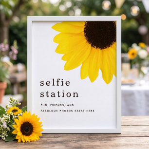 Póster Cartel de estación de selfie de girasol para fiest