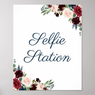 Póster Cartel de estación de selfies de boda floral Marsa