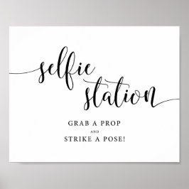 Póster Cartel de Estación Selfie de Boda Rústica