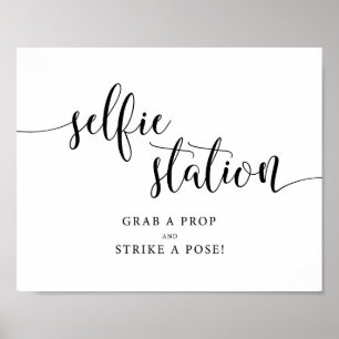 Póster Cartel de Estación Selfie de Boda Rústica