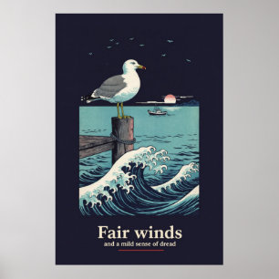 Póster Cartel de estilo grabado en madera del muelle de l