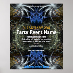 Póster Cartel de Evento de Fiesta "Fractal Scifi"