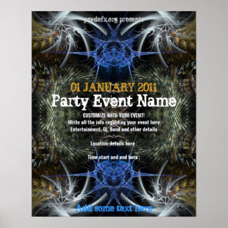 Póster Cartel de Evento de Fiesta "Fractal Scifi"