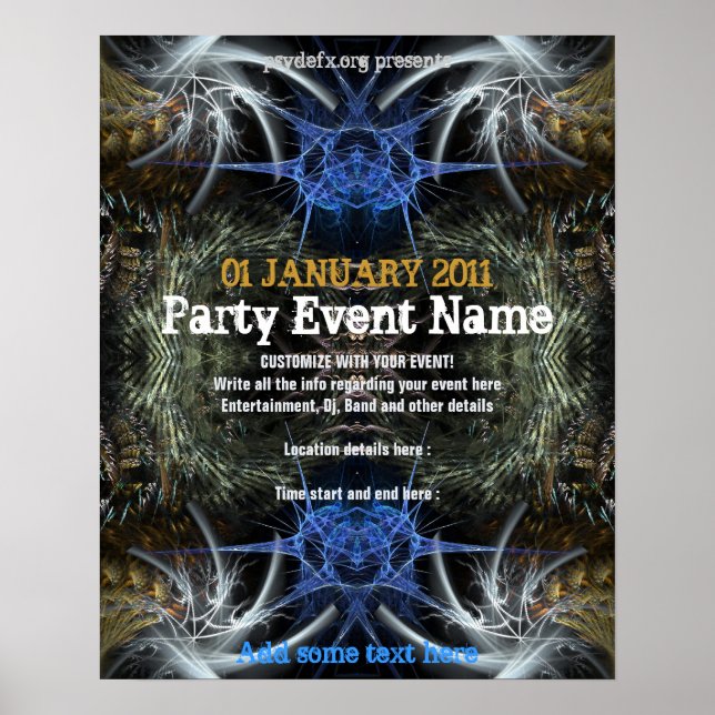 Póster Cartel de Evento de Fiesta "Fractal Scifi" (Frente)
