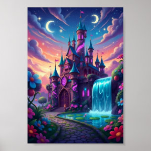 Póster Cartel de Fantasía de Castillo de Luna Gemela Mági