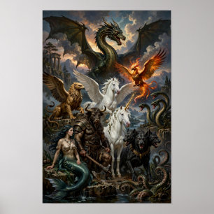 Póster Cartel de Fantasía de las Diez Criaturas Legendari