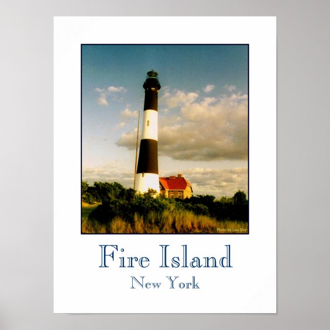 Póster Cartel de 'Faro de Fire Island al Atardecer' (Frente)