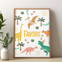 Cartel de Favor para Fiesta de Dinosaurios Jurásic