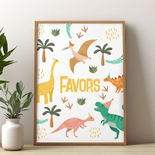 Póster Cartel de Favor para Fiesta de Dinosaurios Jurásic