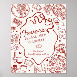 Póster Cartel de favores de cena de pasta italiana