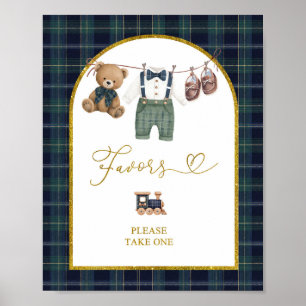 Póster Cartel de favores para Baby Shower de caballero el