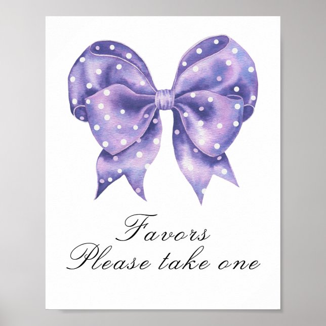 Póster cartel de favores para baby shower de lunares con  (Frente)