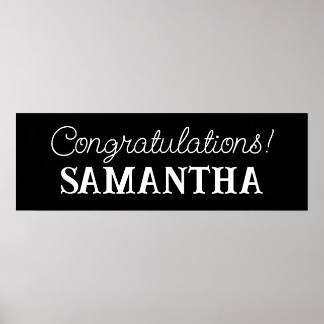 Póster Cartel de felicitaciones, fiesta de graduación (Frente)