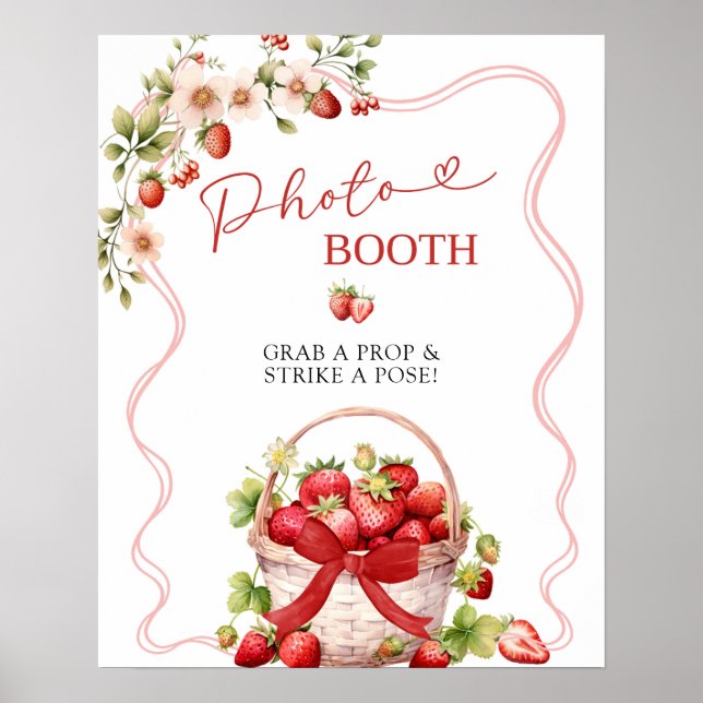 Póster Cartel de fiesta Coquette Berry In Love PhotoBooth (Frente)
