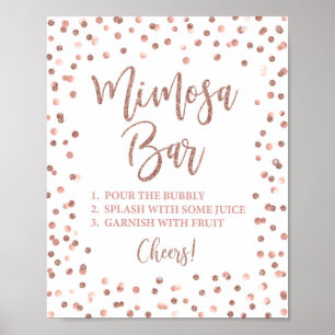 Póster Cartel de fiesta de barra de Mimosa con purpurina