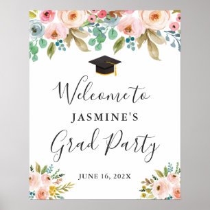 Póster Cartel de Fiesta de Graduación Floral Chic Fresco