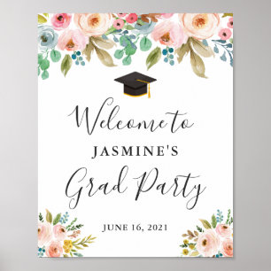 Póster Cartel de Fiesta de Graduación Floral Chic Fresco