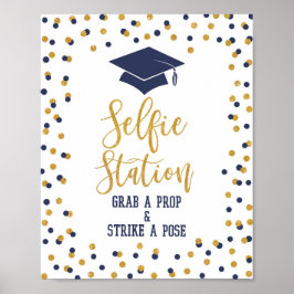 Póster Cartel de fiesta de graduación naval Selfie Statio