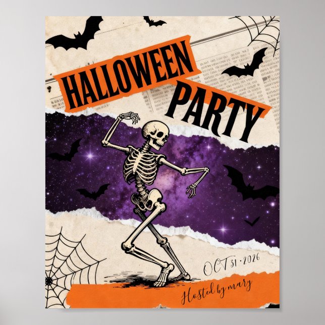 Póster Cartel de fiesta de Halloween personalizable con e (Frente)
