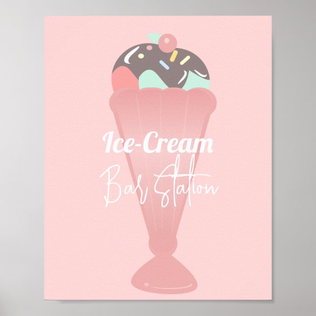 Póster Cartel de fiesta de helado Sundae (Frente)