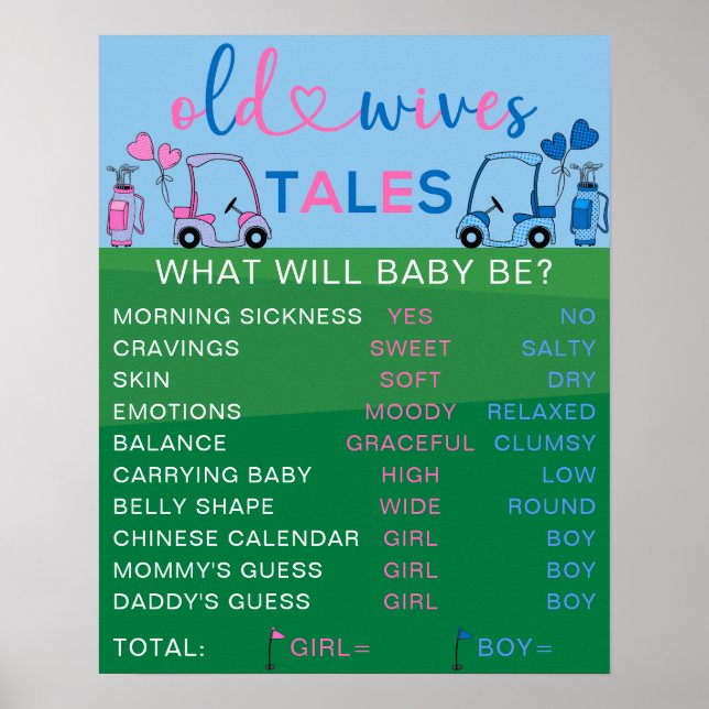 Póster Cartel de fiesta de revelación de género de golf d (Frente)