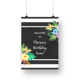 Póster Cartel de fiesta luau floral