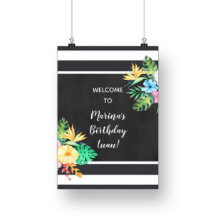 Póster Cartel de fiesta luau floral