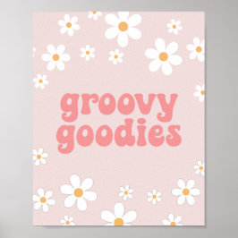 Póster Cartel de fiesta Retro Daisy Pink boho Groovy Good