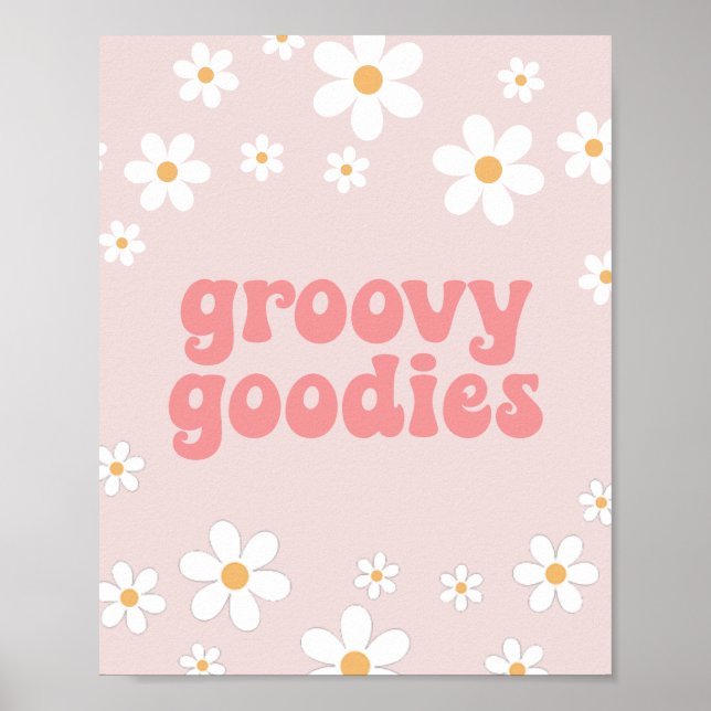 Póster Cartel de fiesta Retro Daisy Pink boho Groovy Good (Frente)