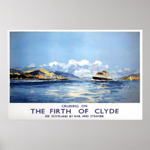 Póster Cartel de Firth de Clyde Escocia Viajes Antiguos