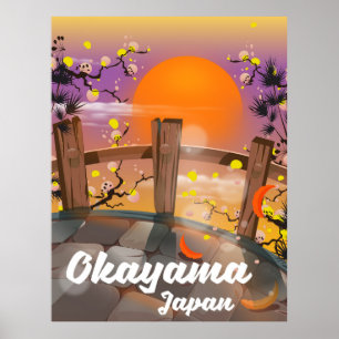 Póster Cartel de flor japonesa de Okayama.