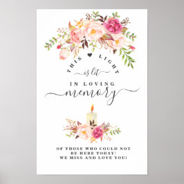 Póster Cartel de flores de color rosa elegante en memoria