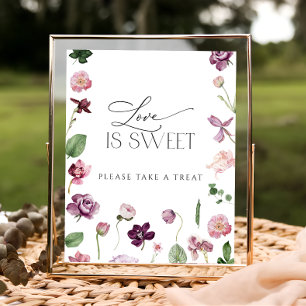 Póster Cartel de Flores El Amor es Dulce Por Favor Toma u