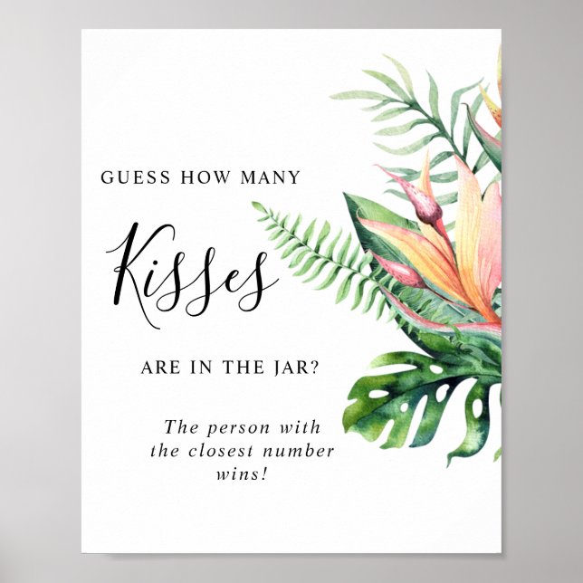 Póster Cartel de Flores Tropicales Cuántos Besos (Frente)
