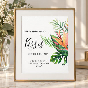 Póster Cartel de Flores Tropicales Cuántos Besos