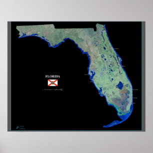 Póster Cartel de Florida desde satélite espacial