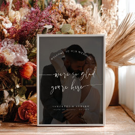Póster Cartel de foto de boda con letra cursiva blanca mi