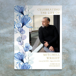 Póster Cartel de Foto de Celebración de Vida Funeral Flor