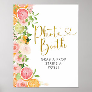 Póster Cartel de Fotomatón de Boda con Toronja Cítrico
