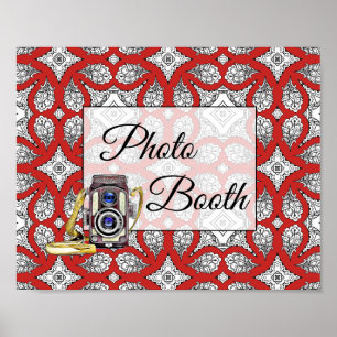 Póster Cartel de Fotomatón de Boda Rojo y Negro