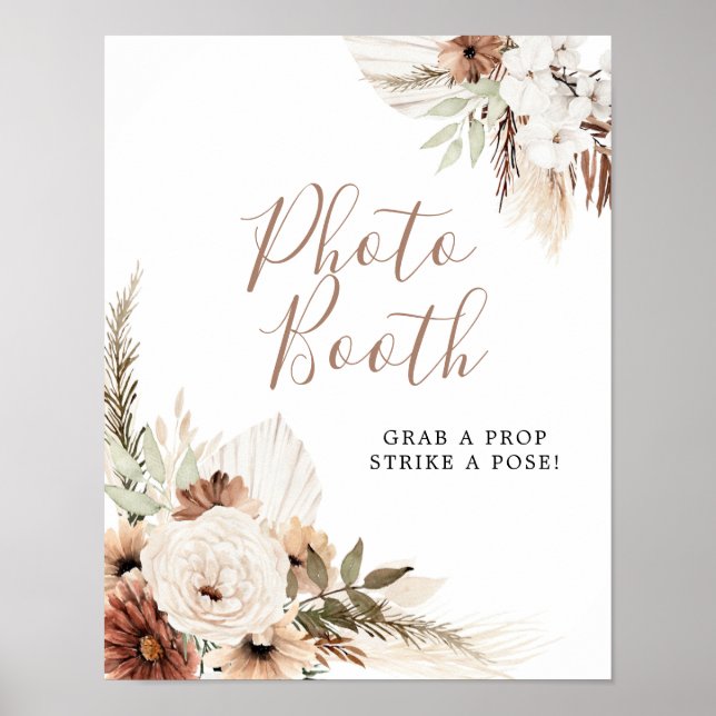 Póster Cartel de Fotomatón de Hierba de Pampas Beige Boho (Frente)
