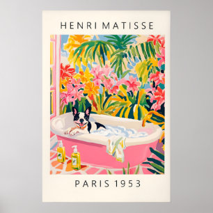 Póster Cartel de French Bulldog Matisse Divertido Baño
