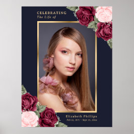 Póster Cartel de funeral de celebración de vida de foto a