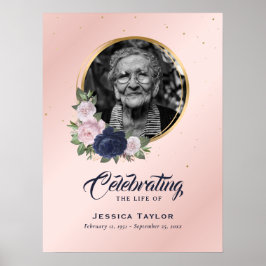 Póster Cartel de funeral de celebración de vida floral pe