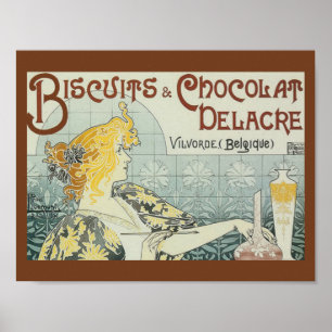 Póster Cartel de Galletas Chocolat Delacre Vintage