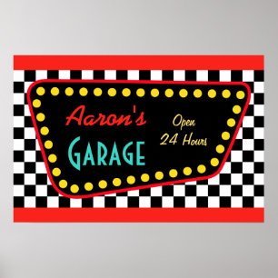 Póster Cartel de garage retro personalizado